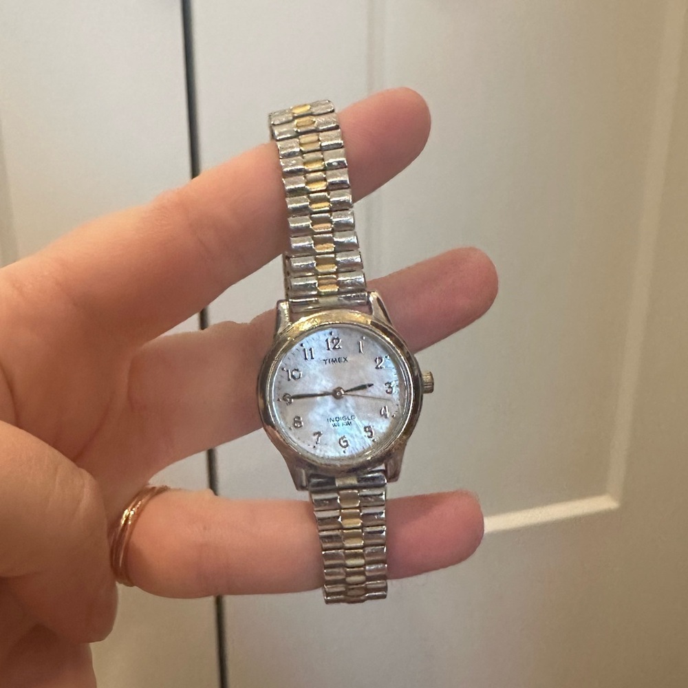 Timex Mixed Metal Two Tone Ladies Watch with Mother of Pearl Face